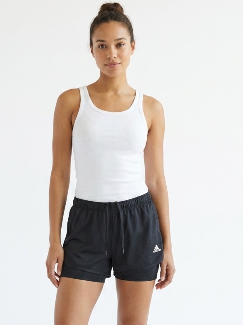 adidas Black Women's 3” Two-Layer Running Athletic Shorts Small